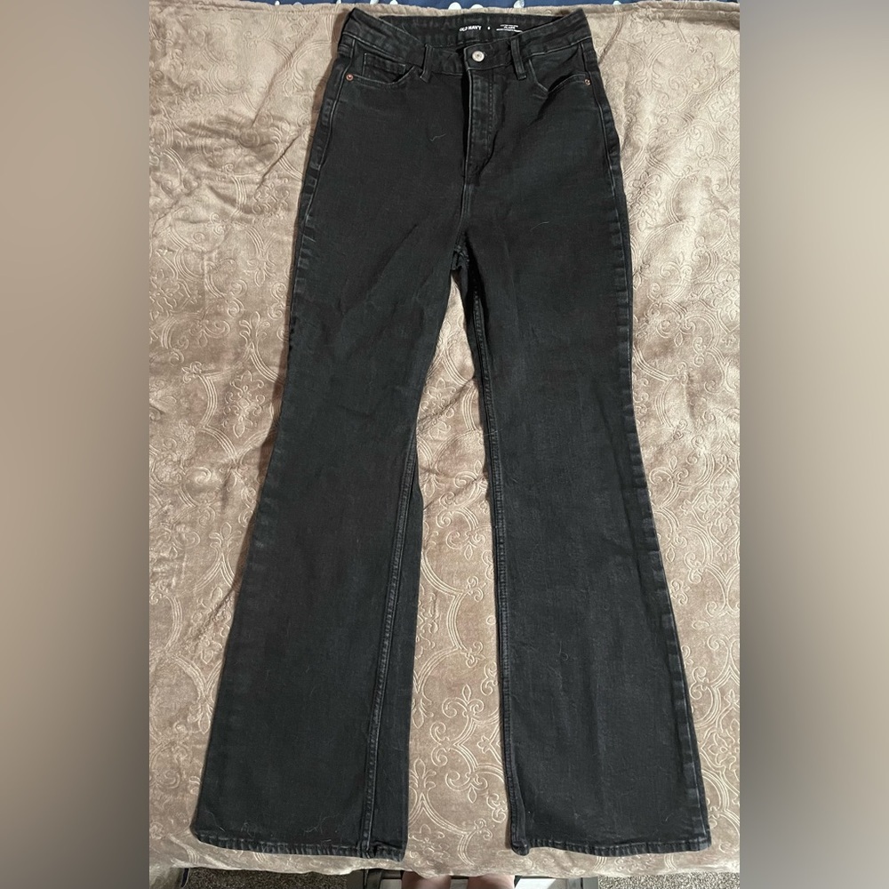 Old Navy Black Flare Jeans Size 6 High Rise